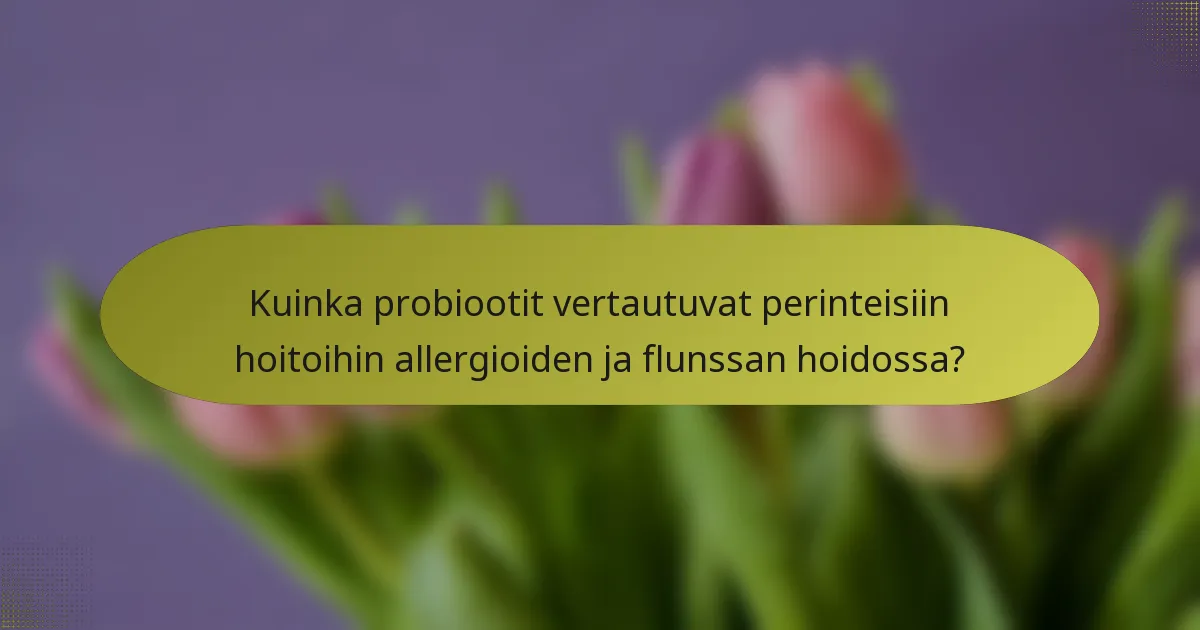 Kuinka probiootit vertautuvat perinteisiin hoitoihin allergioiden ja flunssan hoidossa?