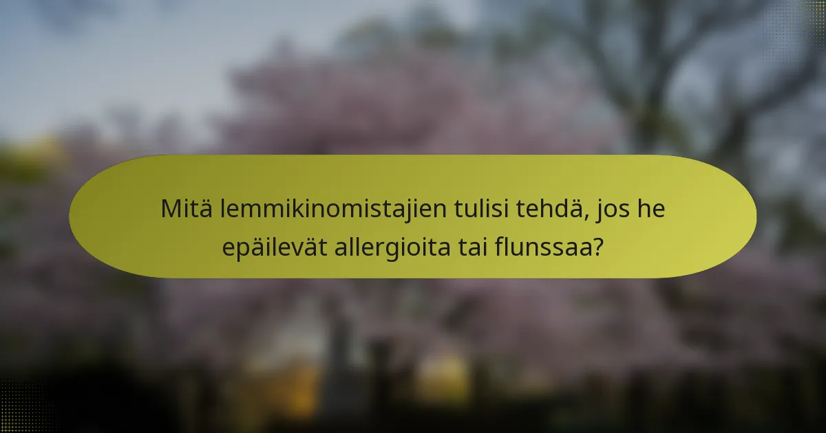 Mitä lemmikinomistajien tulisi tehdä, jos he epäilevät allergioita tai flunssaa?
